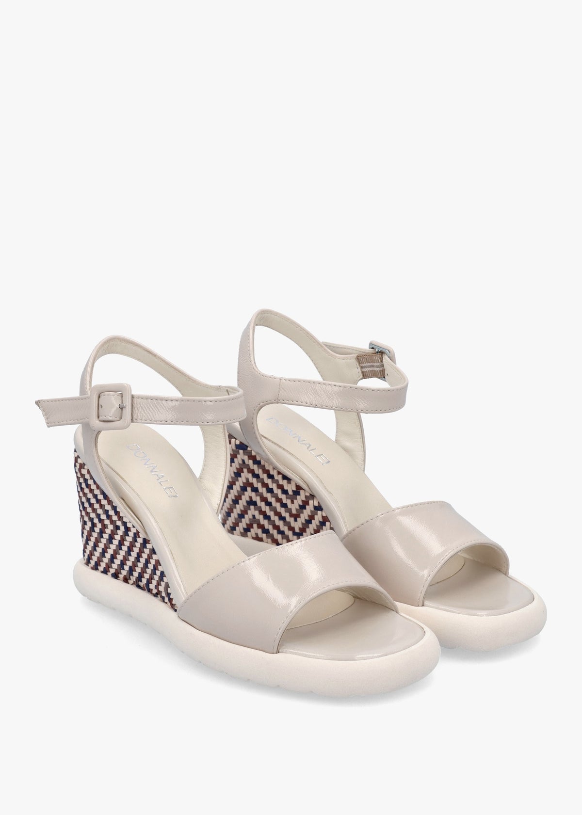 Lynton Cream Patent Leather Wedge Sandals