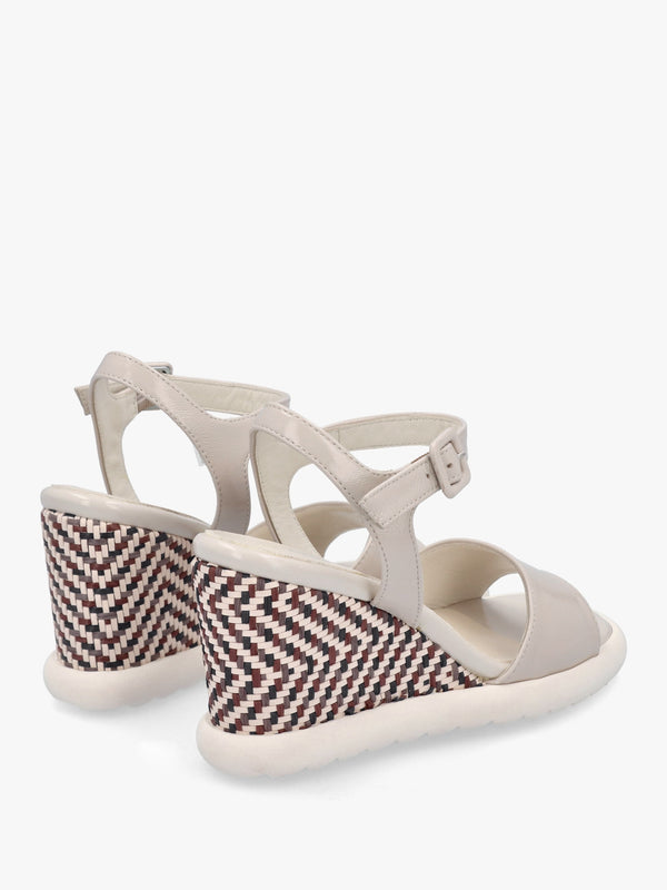 Lynton Cream Patent Leather Wedge Sandals