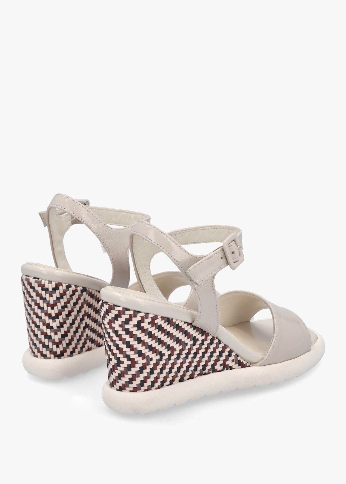 Lynton Cream Patent Leather Wedge Sandals