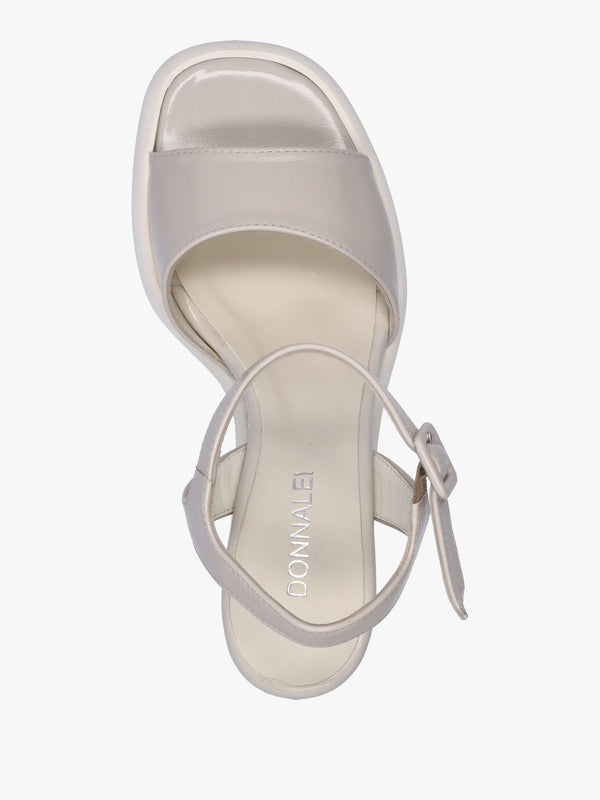 Lynton Cream Patent Leather Wedge Sandals