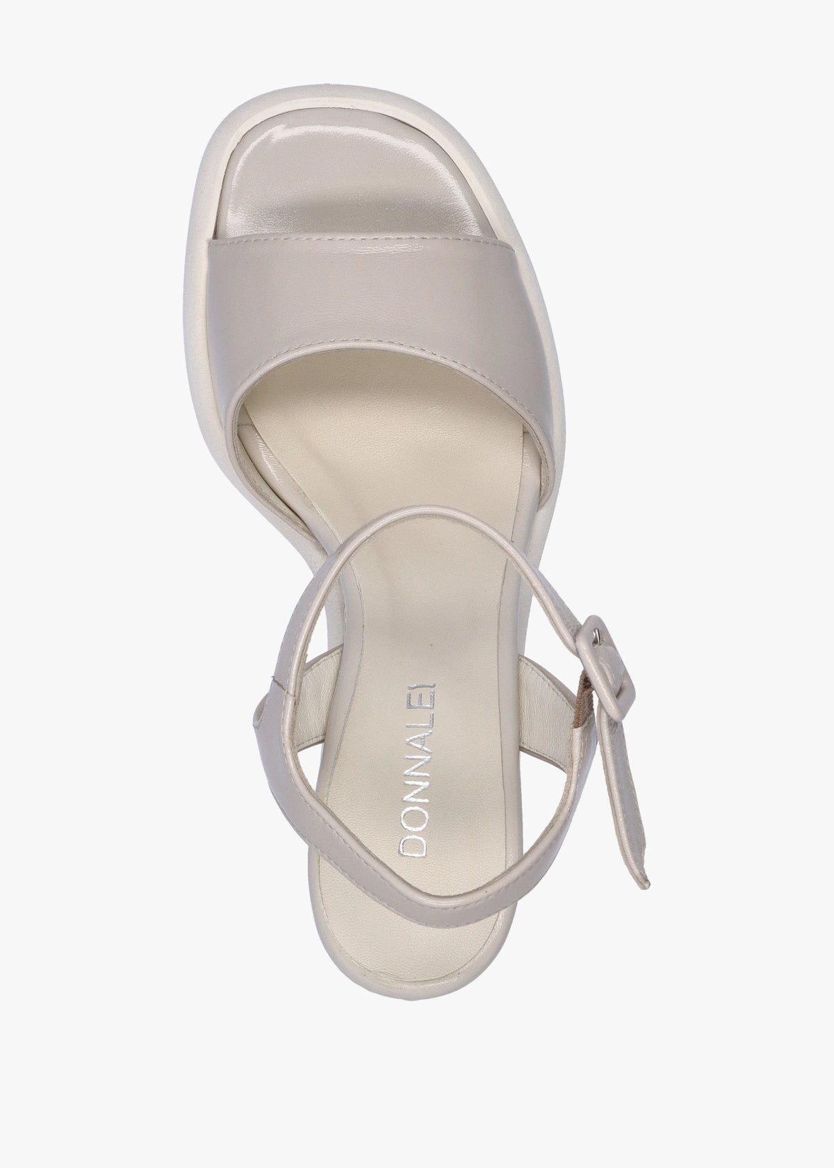 Lynton Cream Patent Leather Wedge Sandals