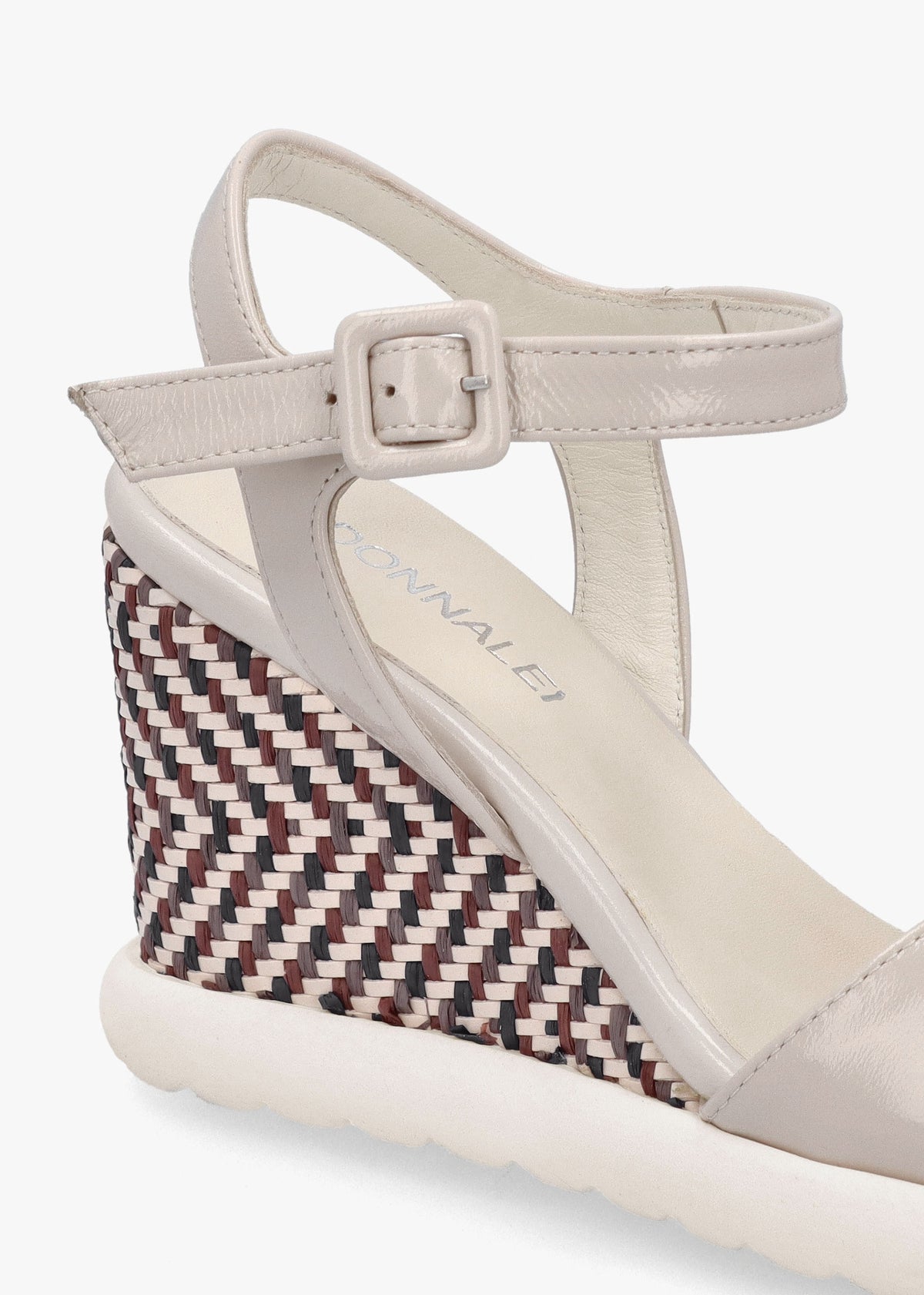 Lynton Cream Patent Leather Wedge Sandals