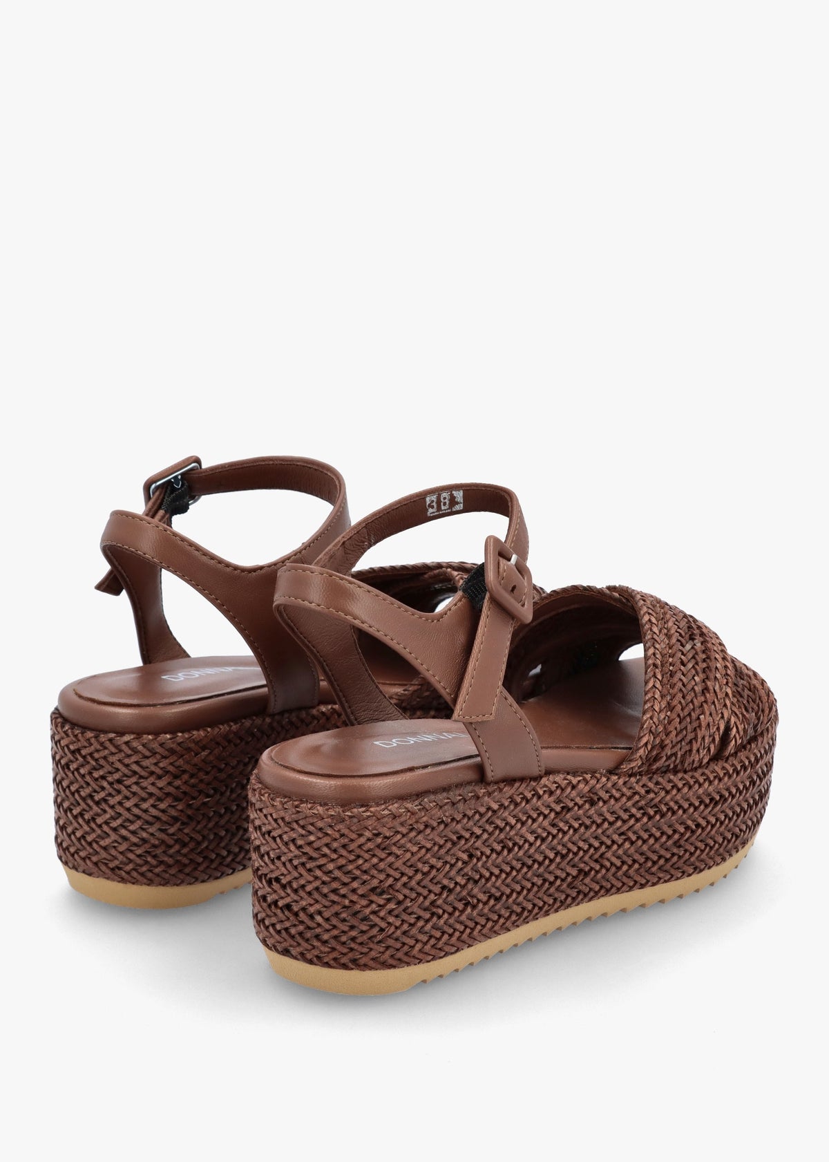 Ferris Brown Leather Woven Flatform Sandals