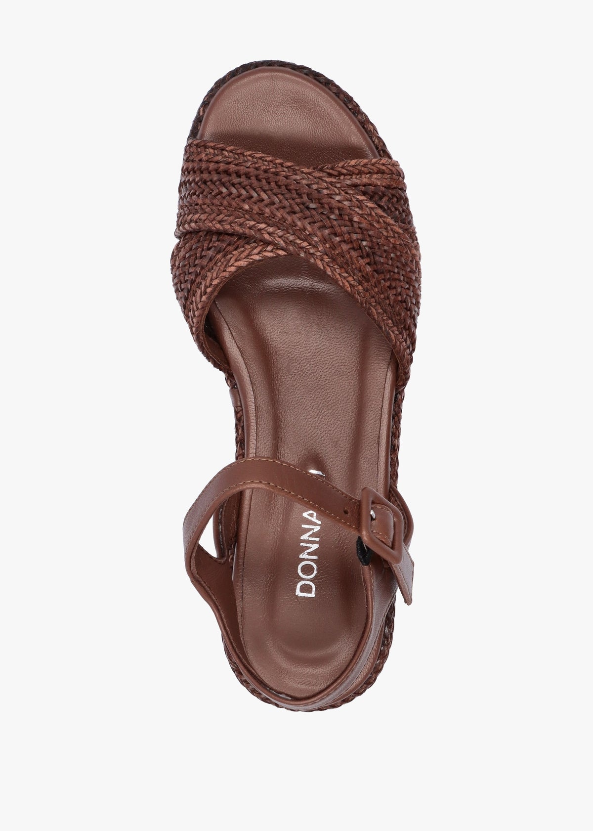Ferris Brown Leather Woven Flatform Sandals