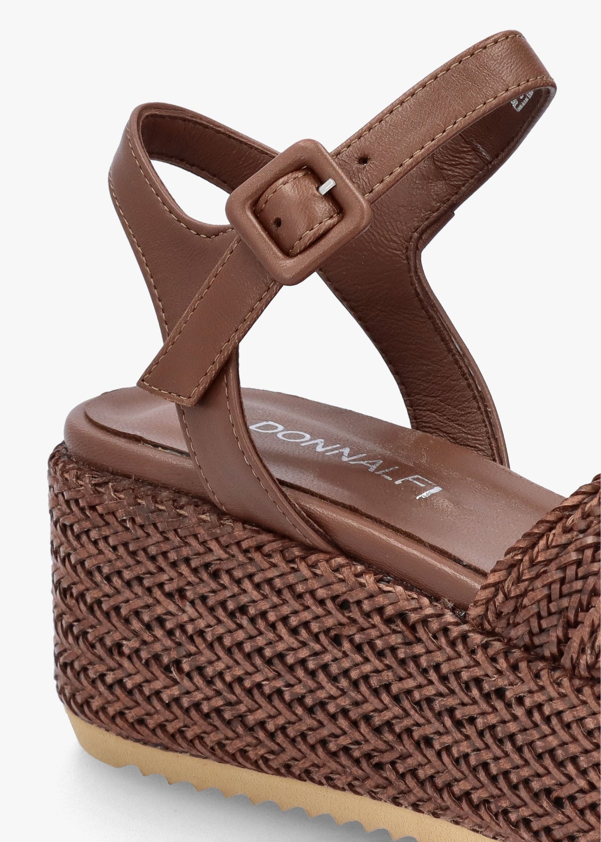 Ferris Brown Leather Woven Flatform Sandals