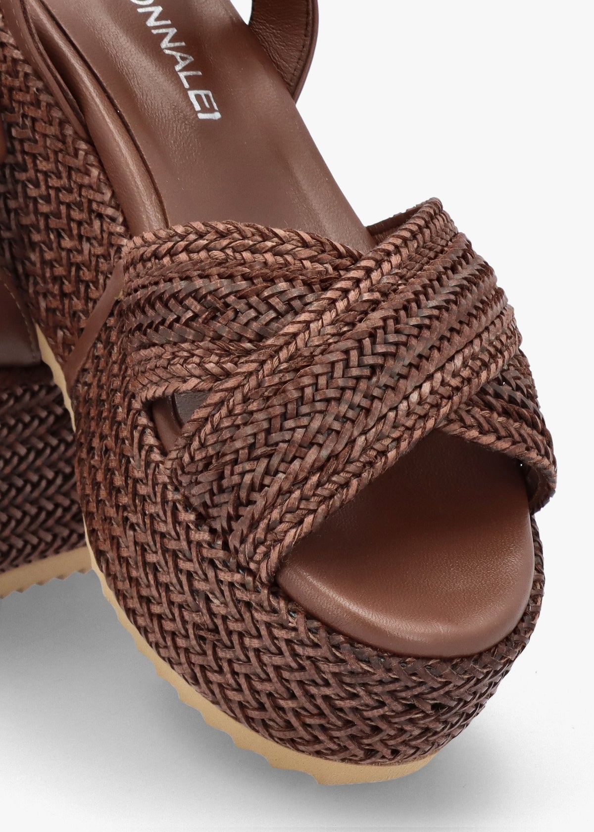 Ferris Brown Leather Woven Flatform Sandals