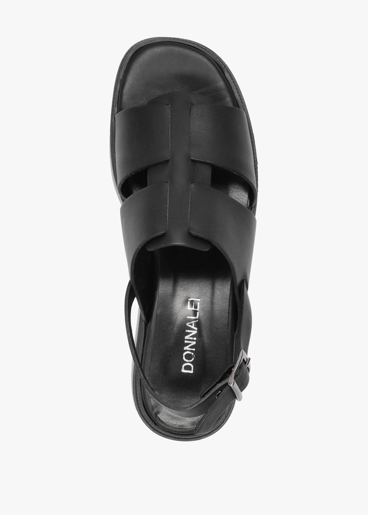 Ashling Black Leather Lattice Low Wedge Sandals
