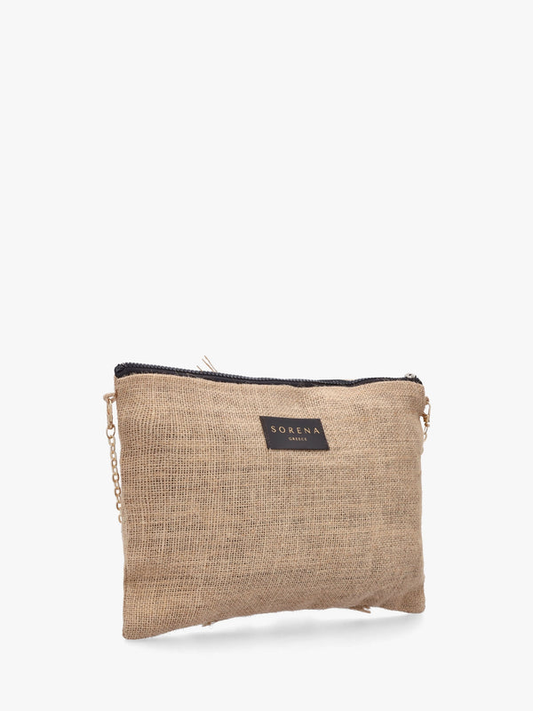 One-Of-A-Kind Aristi Natural Black & Gold Clutch Bag