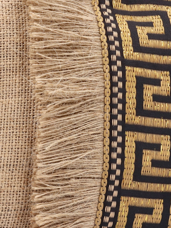 One-Of-A-Kind Aristi Natural Black & Gold Clutch Bag