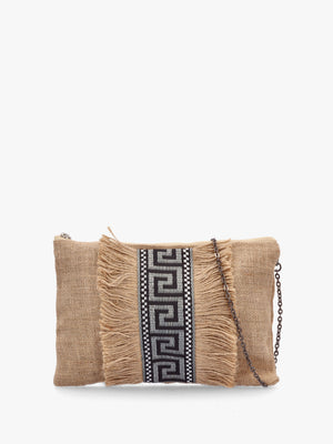 One-Of-A-Kind Aristi Natural Black & Silver Clutch Bag