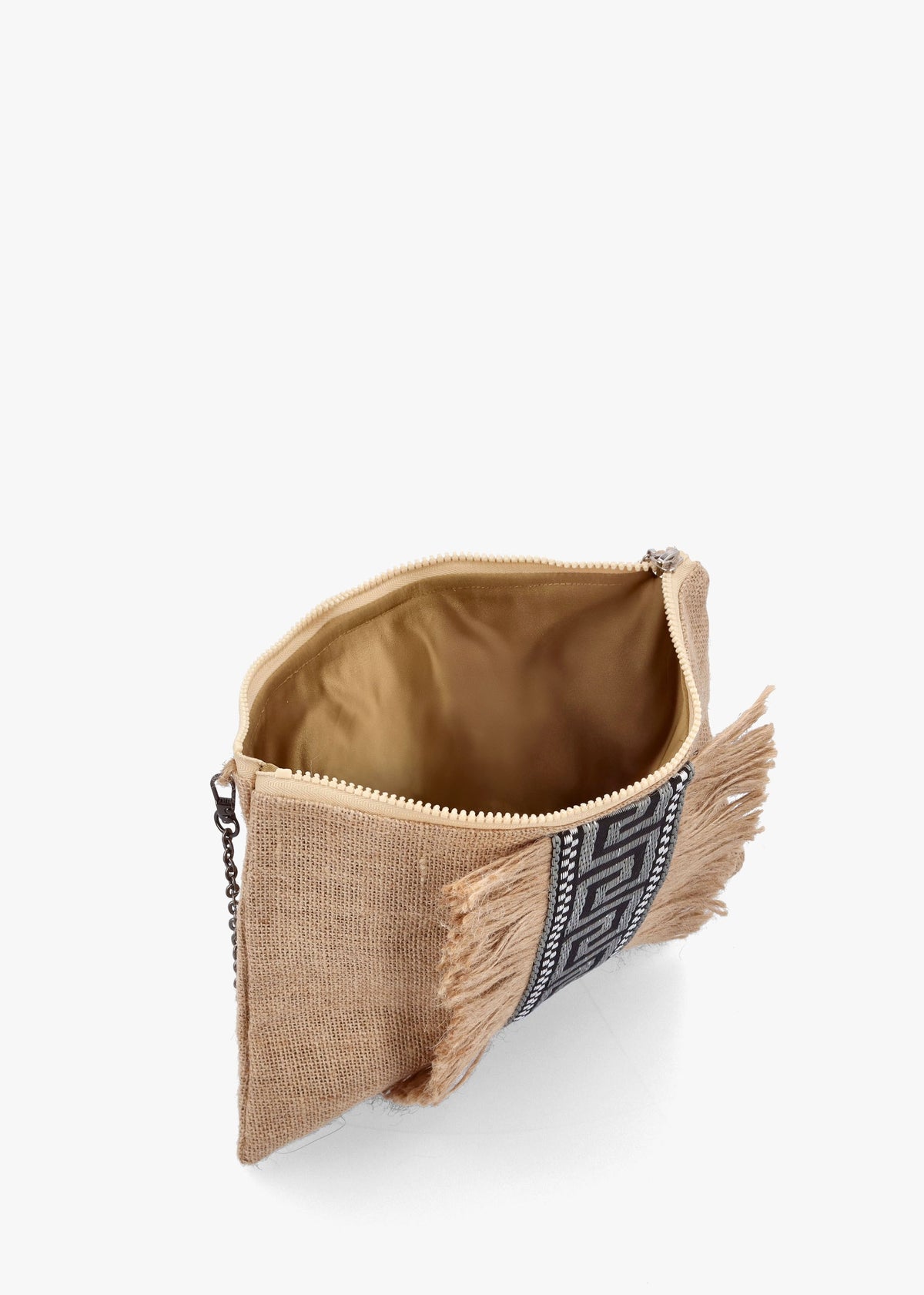 One-Of-A-Kind Aristi Natural Black & Silver Clutch Bag