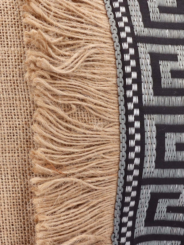 One-Of-A-Kind Aristi Natural Black & Silver Clutch Bag