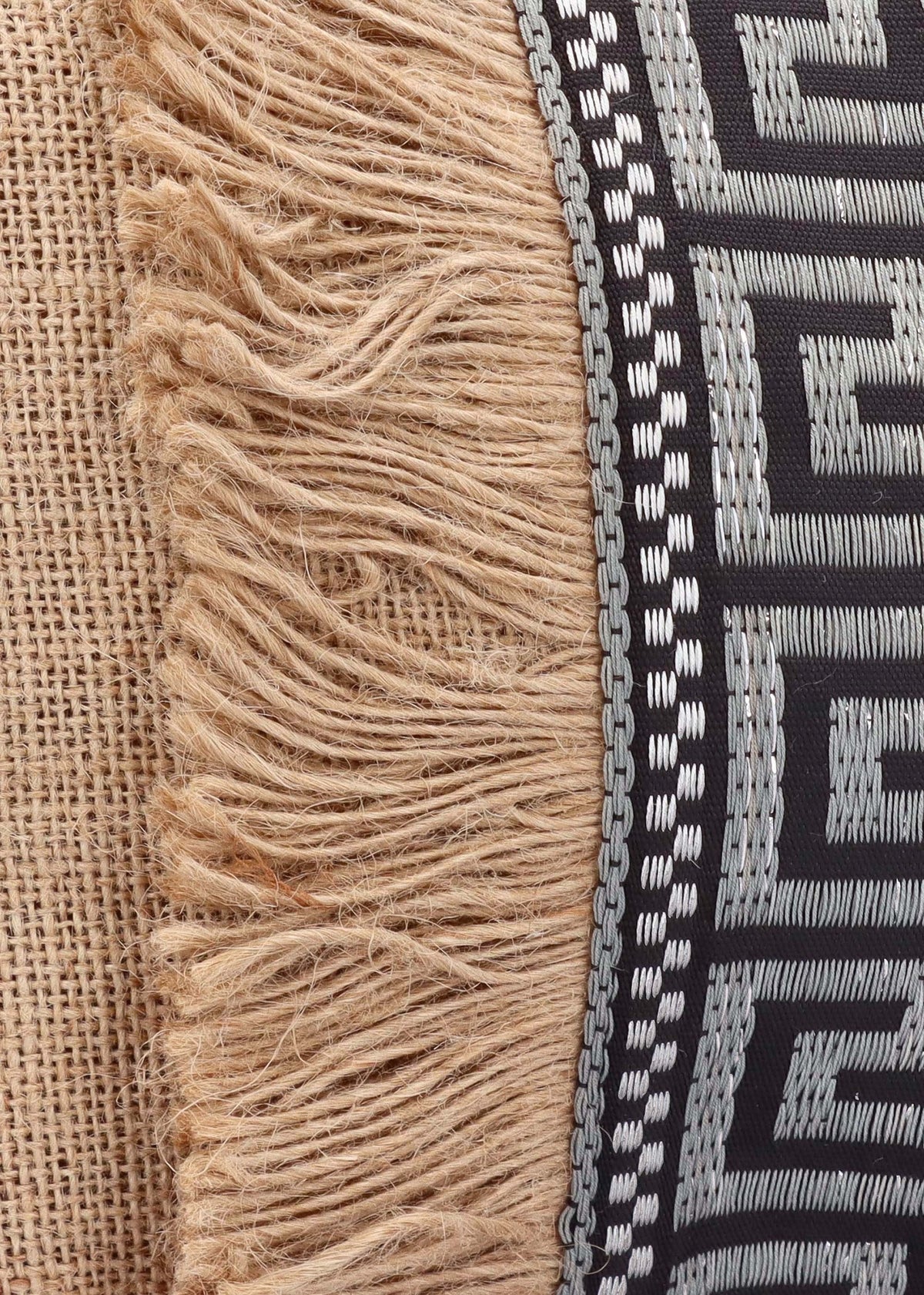 One-Of-A-Kind Aristi Natural Black & Silver Clutch Bag
