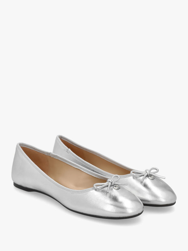 Abigail Silver Metallic Leather Ballet Pumps