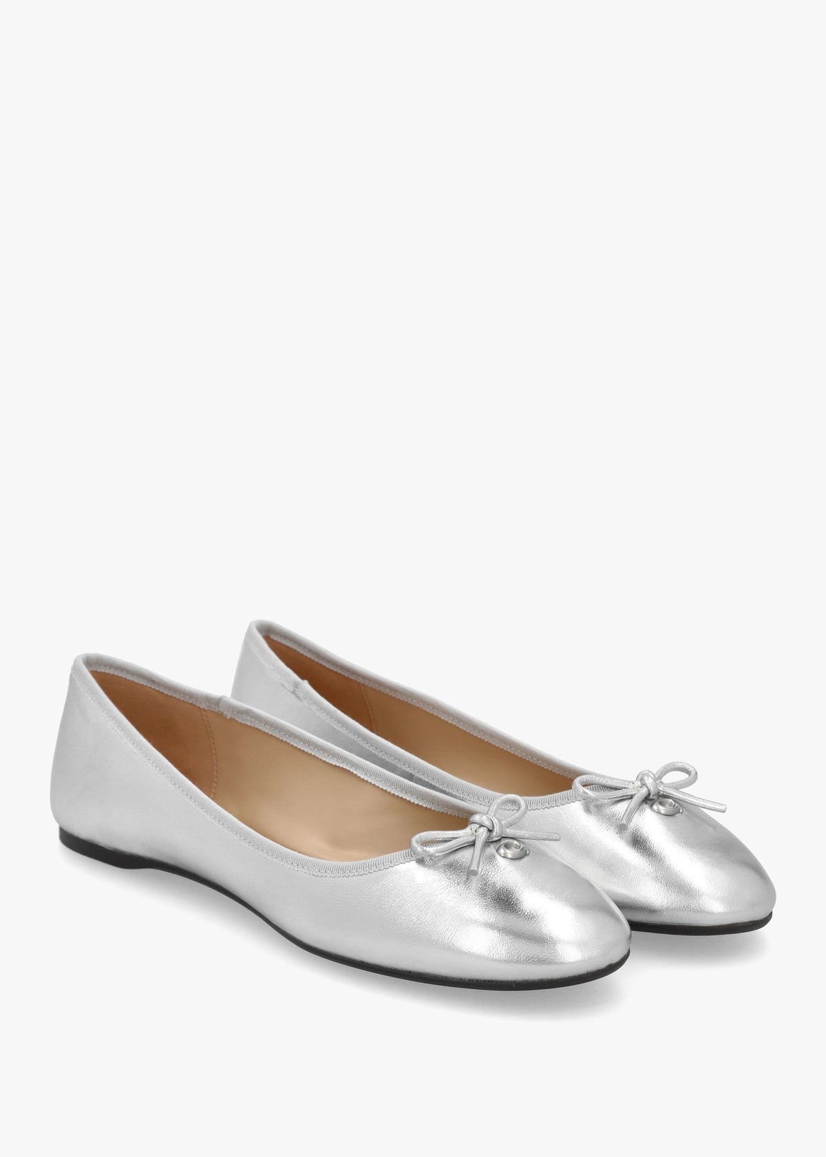 Abigail Silver Metallic Leather Ballet Pumps