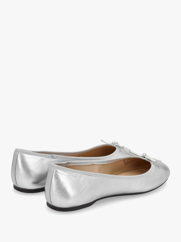 Abigail Silver Metallic Leather Ballet Pumps