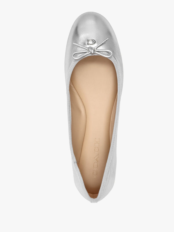 Abigail Silver Metallic Leather Ballet Pumps