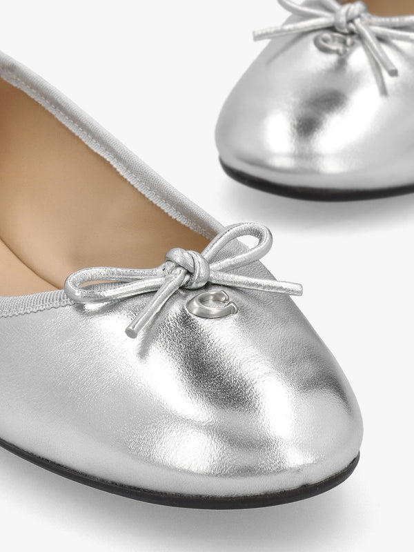 Abigail Silver Metallic Leather Ballet Pumps