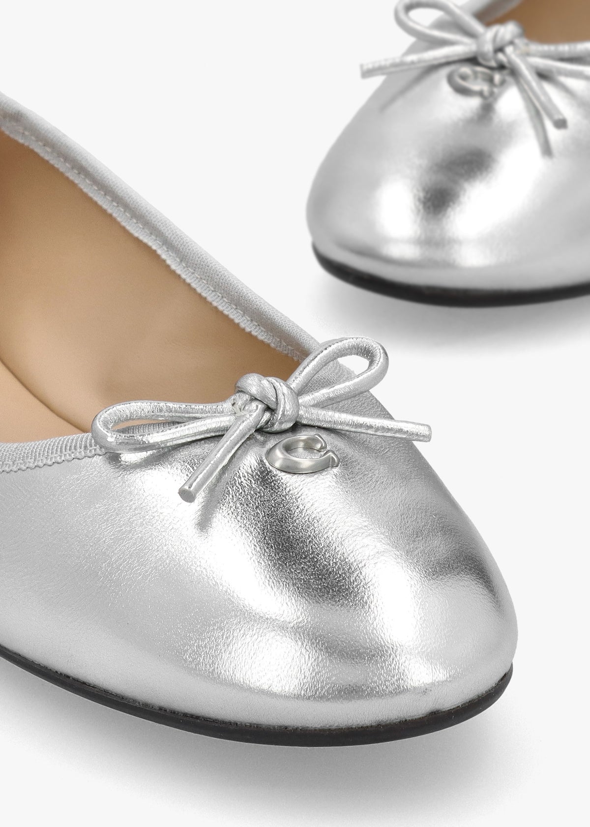 Abigail Silver Metallic Leather Ballet Pumps