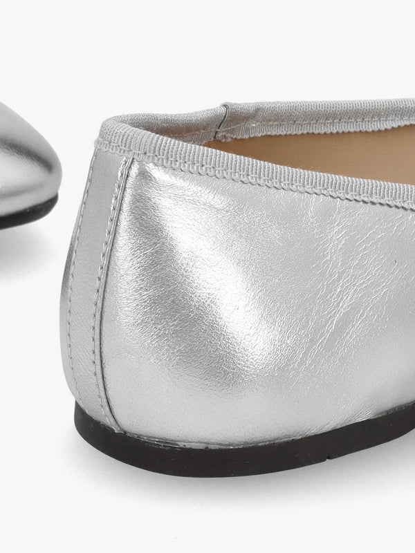 Abigail Silver Metallic Leather Ballet Pumps