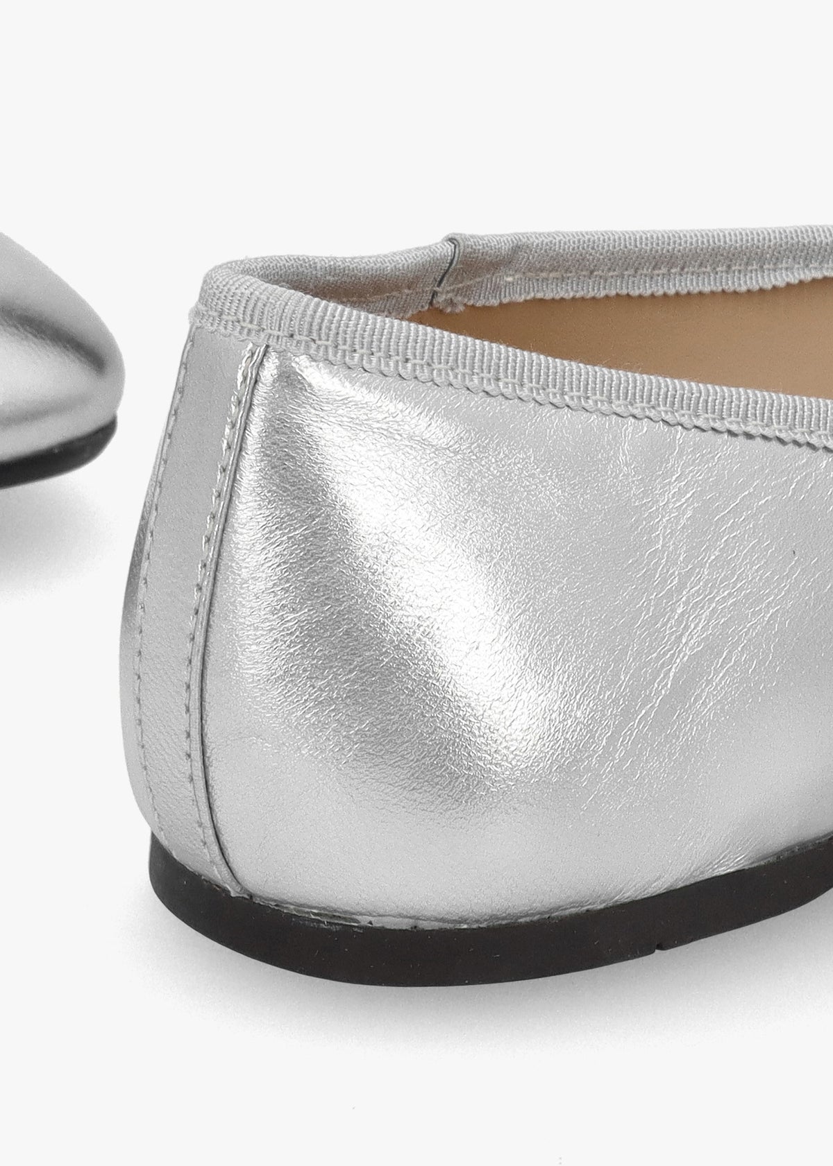 Abigail Silver Metallic Leather Ballet Pumps