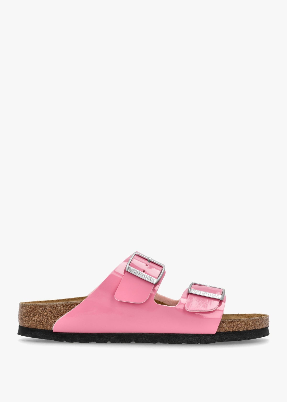 Arizona Birko Flor Patent Candy Pink Two Bar Mules