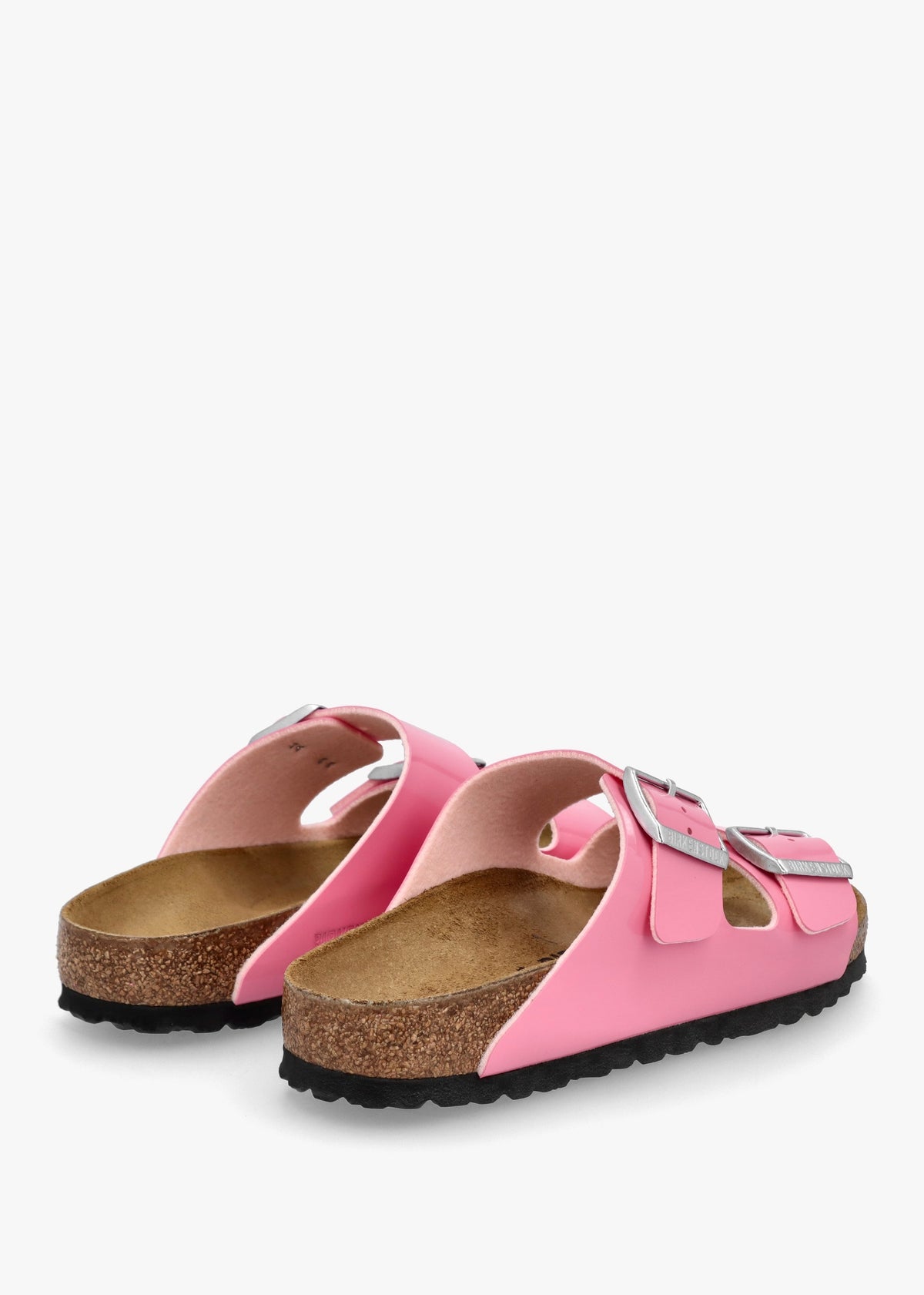 Arizona Birko-Flor Patent Candy Pink Black Two Bar Mules