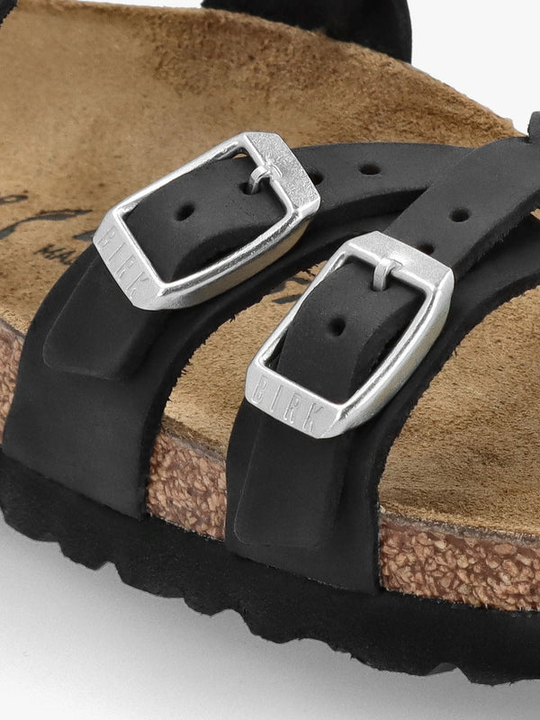 Franca Black Oiled Nubuck Leather Mules
