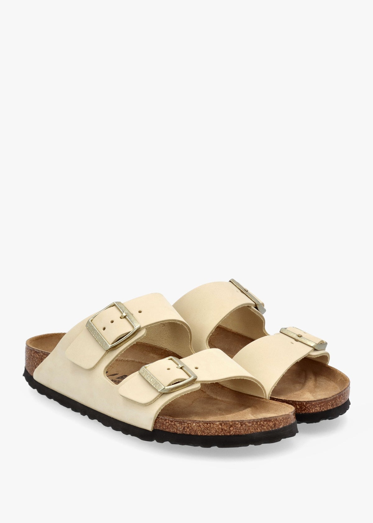 Arizona Ecru Nubuck Leather Two Bar Mules
