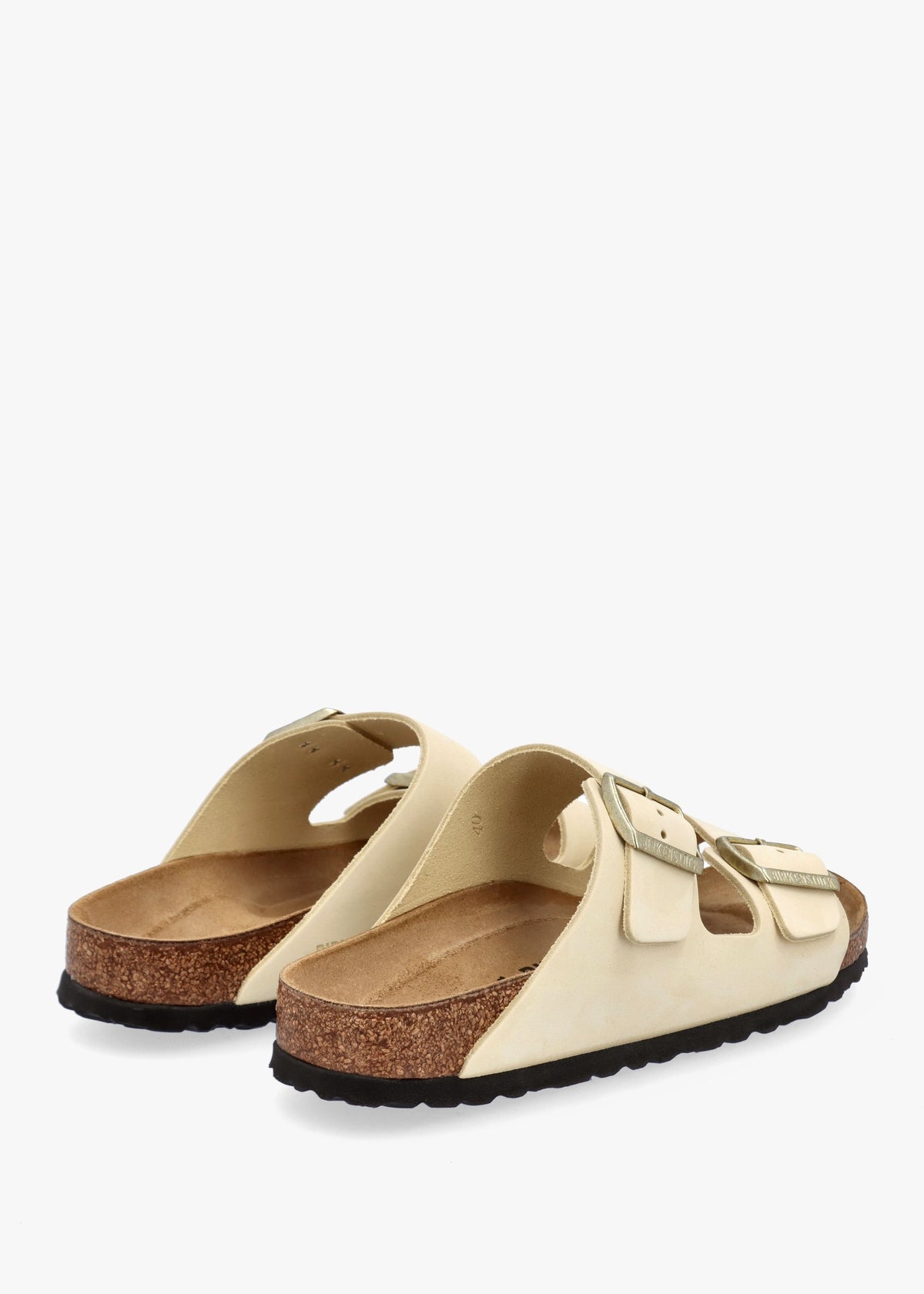 Arizona Ecru Nubuck Leather Two Bar Mules