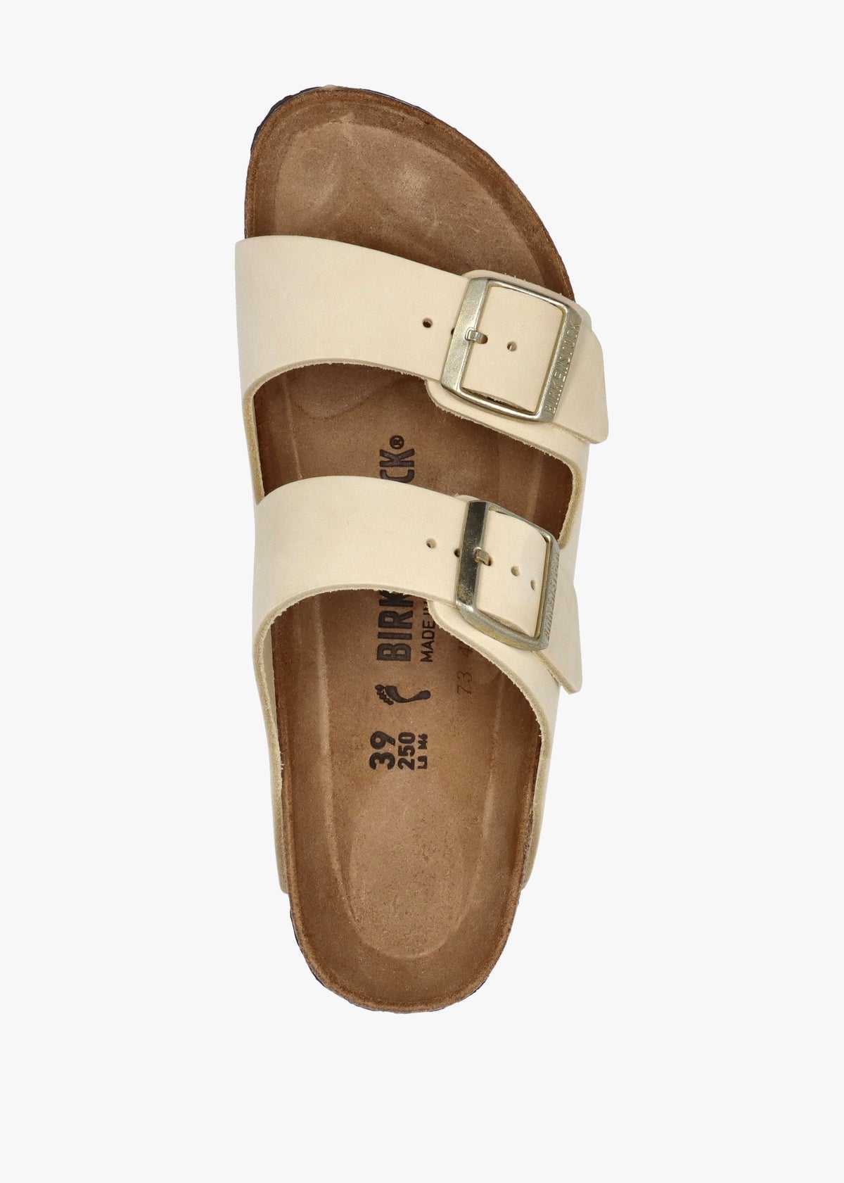 Arizona Ecru Nubuck Leather Two Bar Mules