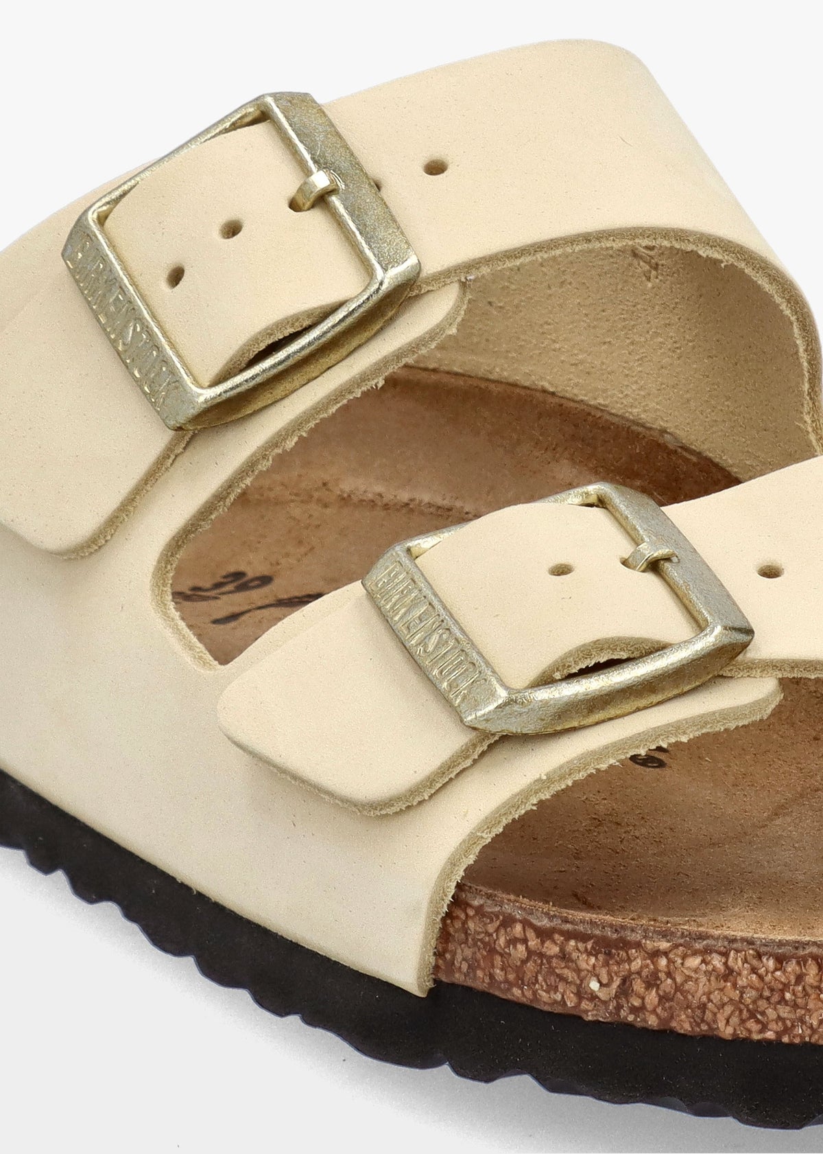 Arizona Ecru Nubuck Leather Two Bar Mules