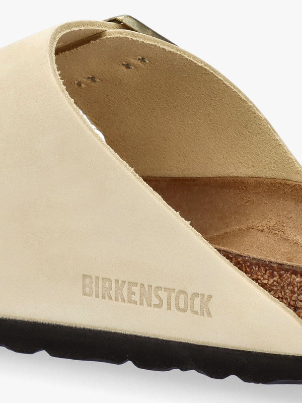 Arizona Ecru Nubuck Leather Two Bar Mules