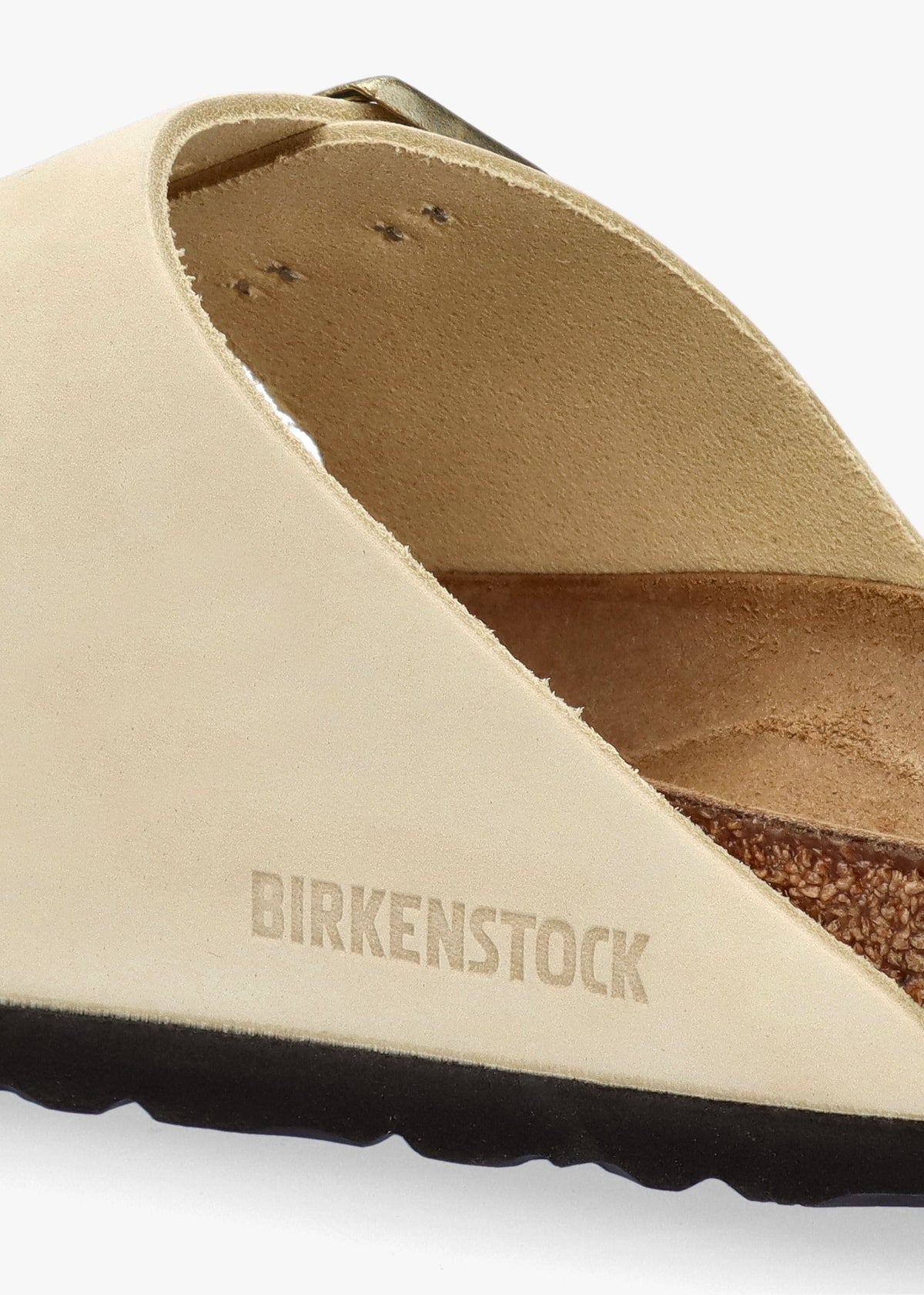 Arizona Ecru Nubuck Leather Two Bar Mules