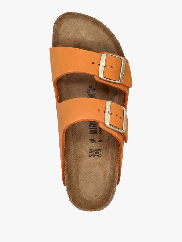 Arizona Burnt Orange Nubuck Leather Two Bar Mules