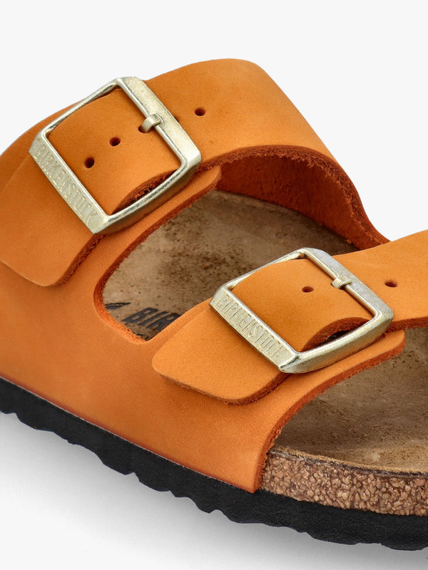 Arizona Burnt Orange Nubuck Leather Two Bar Mules