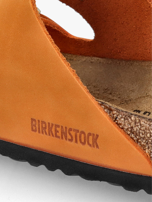 Arizona Burnt Orange Nubuck Leather Two Bar Mules