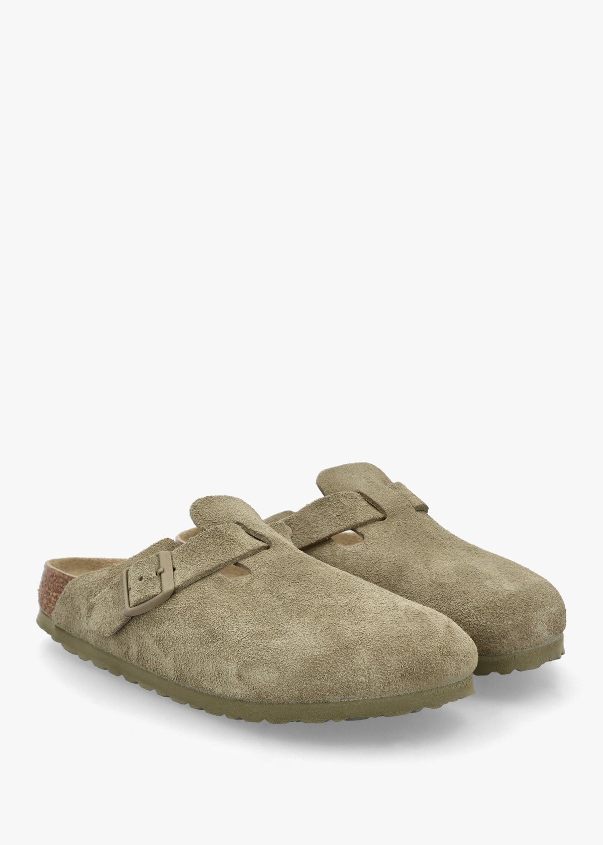 Boston Faded Khaki Suede Leather Clogs