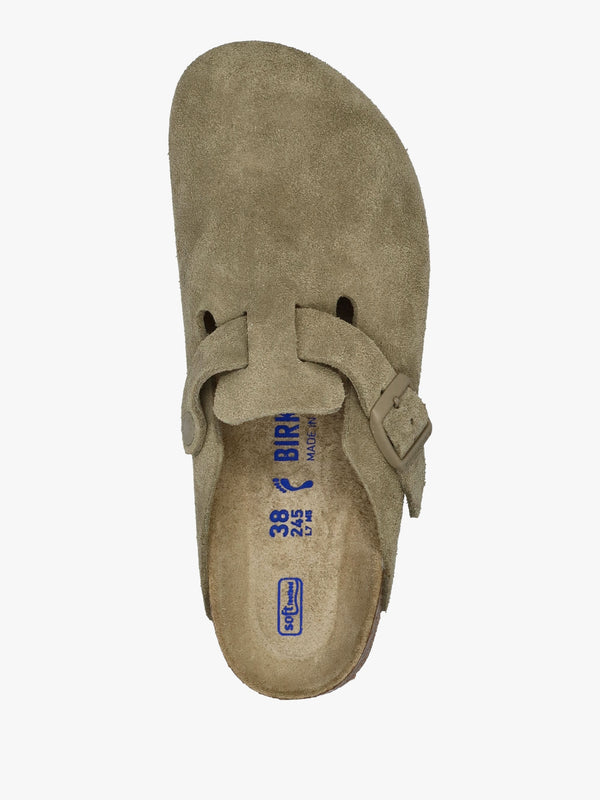 Boston Faded Khaki Suede Leather Clogs