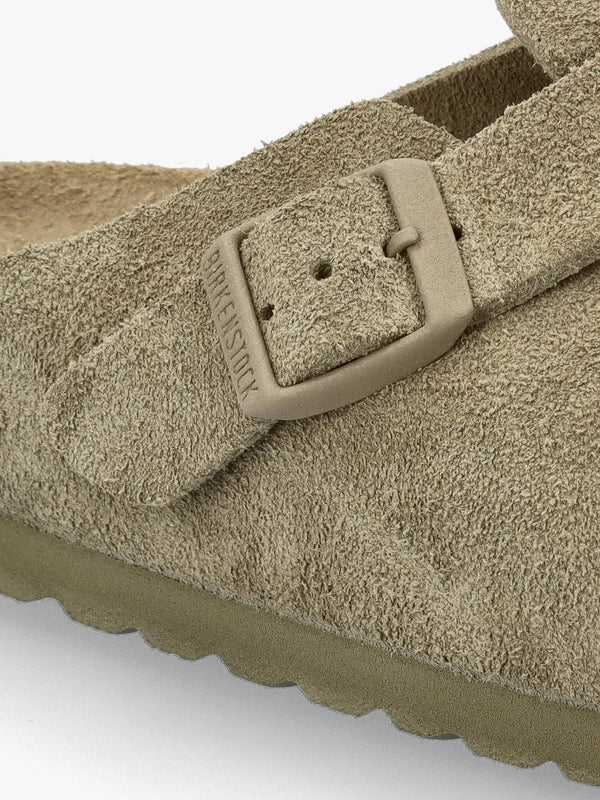 Boston Faded Khaki Suede Leather Clogs