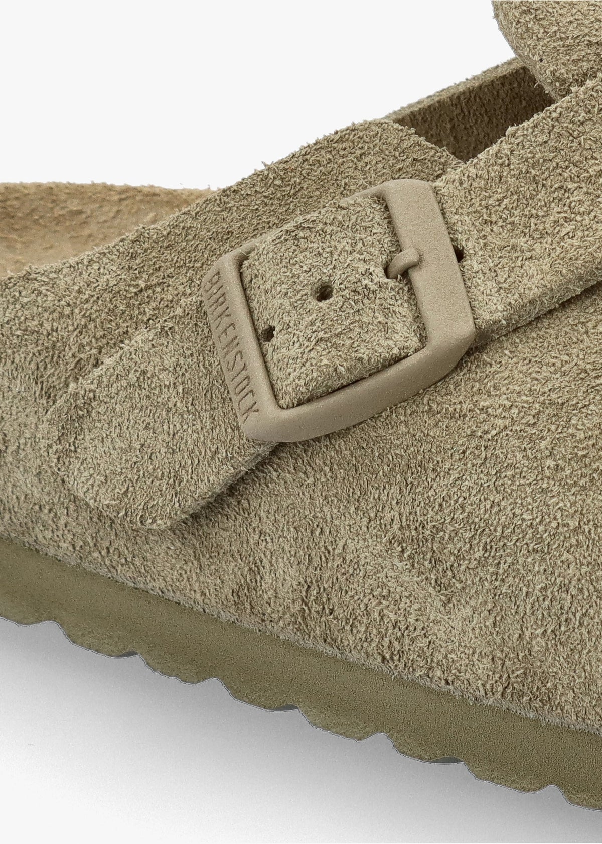 Boston Faded Khaki Suede Leather Clogs