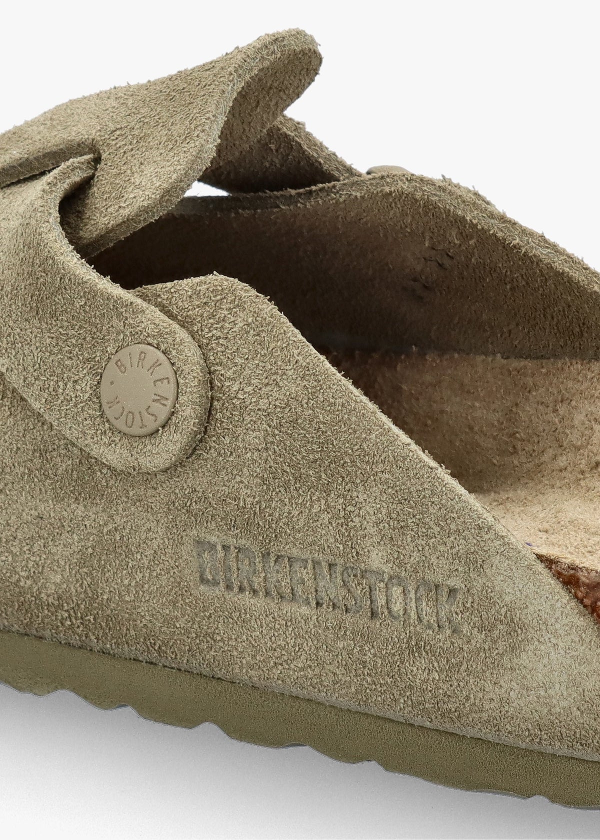 Boston Faded Khaki Suede Leather Clogs