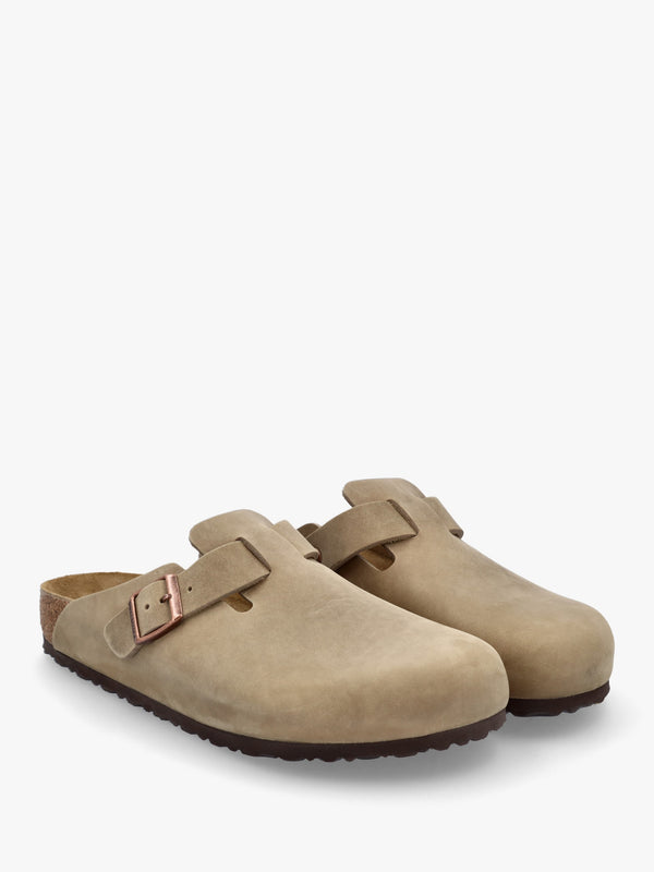 Men's Boston Tabacco Brown Waxy Leather Clogs