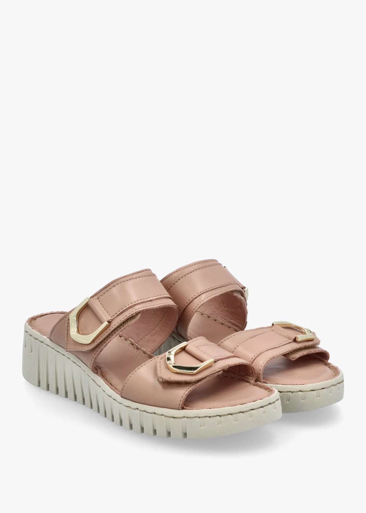 Lorelai Beige Leather Two Bar Mules