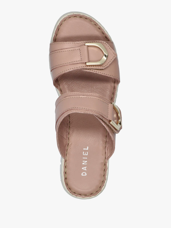 Lorelai Beige Leather Two Bar Mules