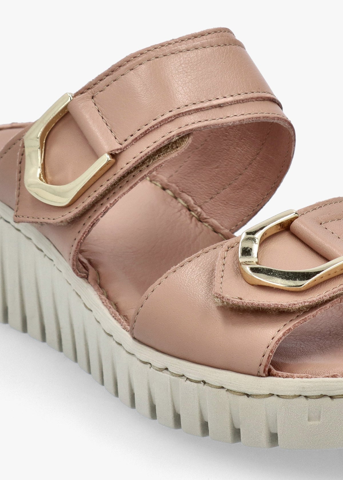 Lorelai Beige Leather Two Bar Mules