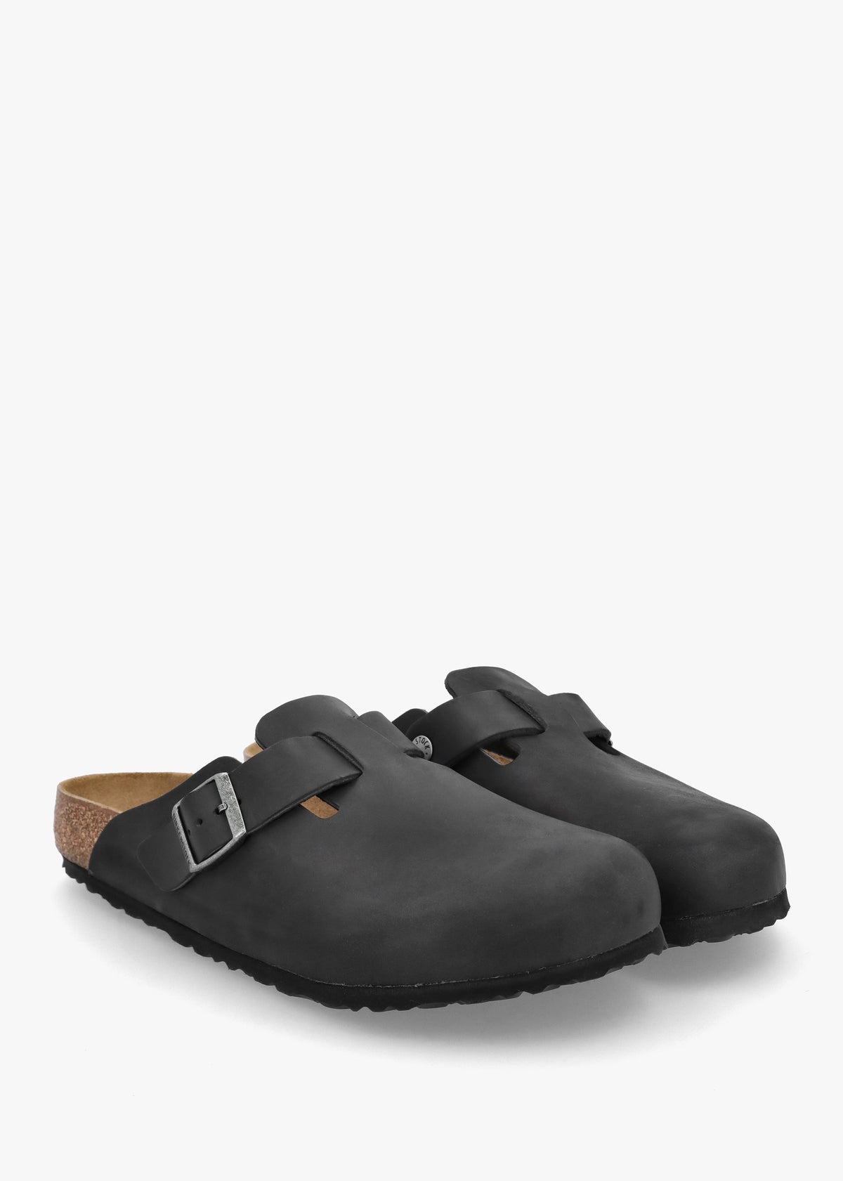 Men's Boston Black Natural Oiled Leather Clogs