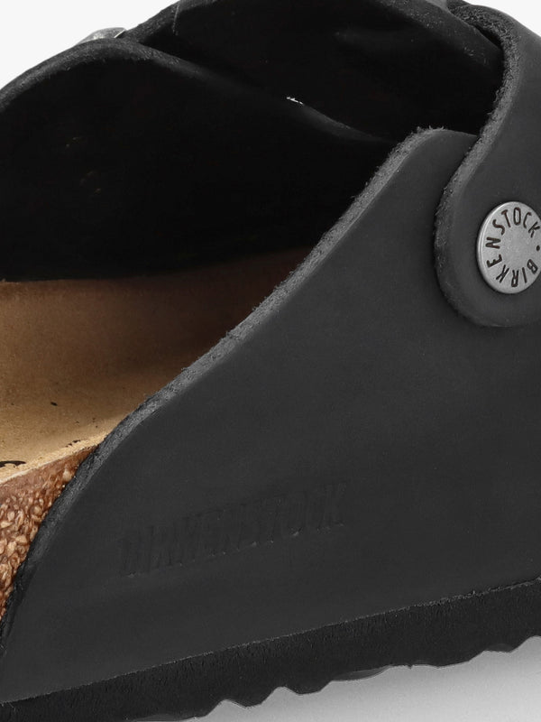 Men's Boston Black Natural Oiled Leather Clogs