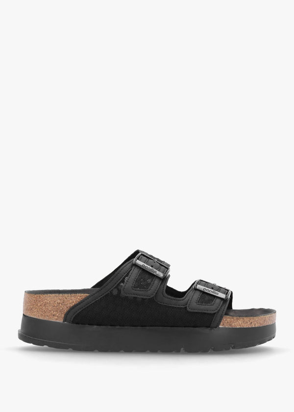 Arizona Pap French Piping Flex Platform Black Mules