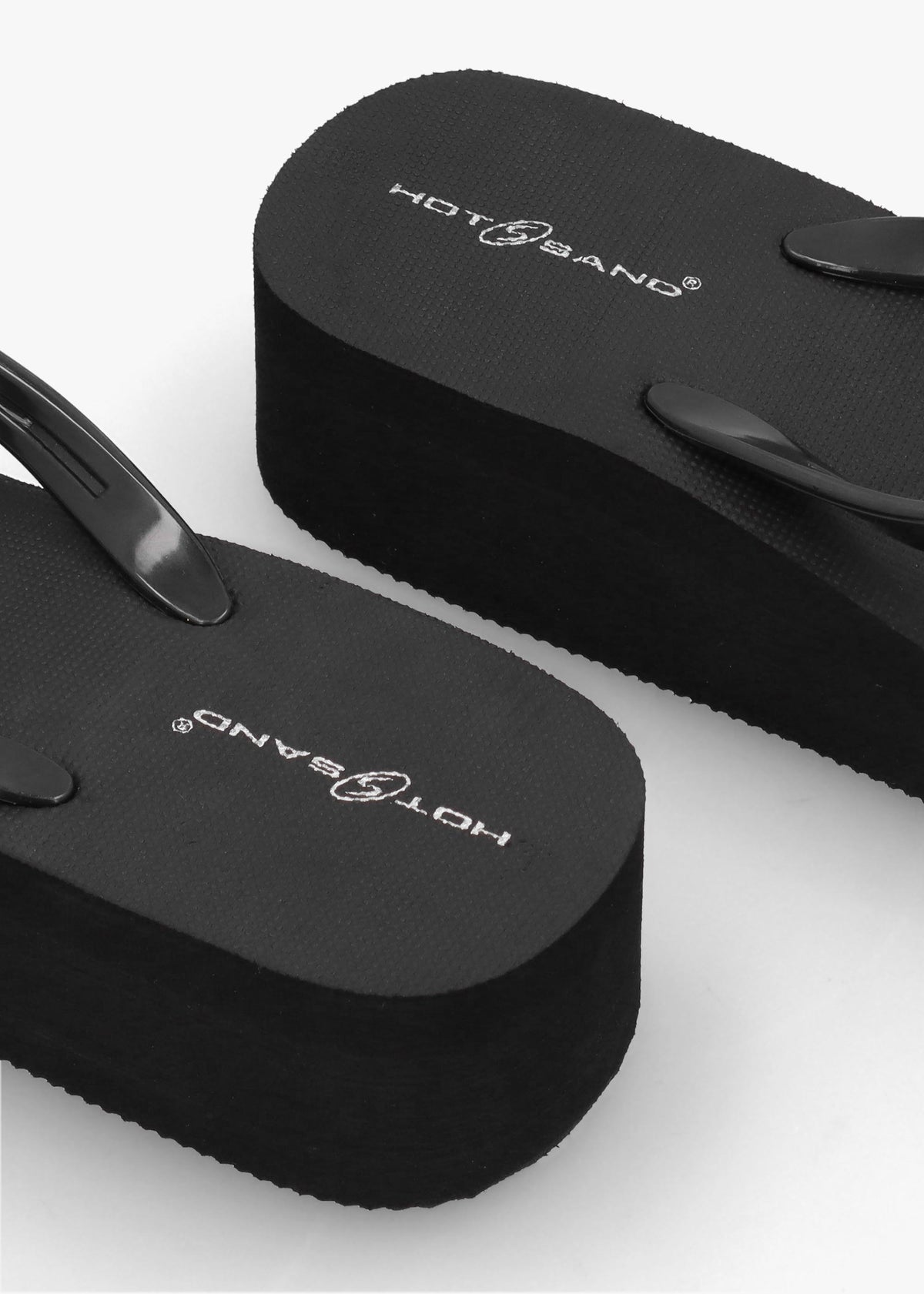 Black Embellished Toe Post Wedge Flip Flops
